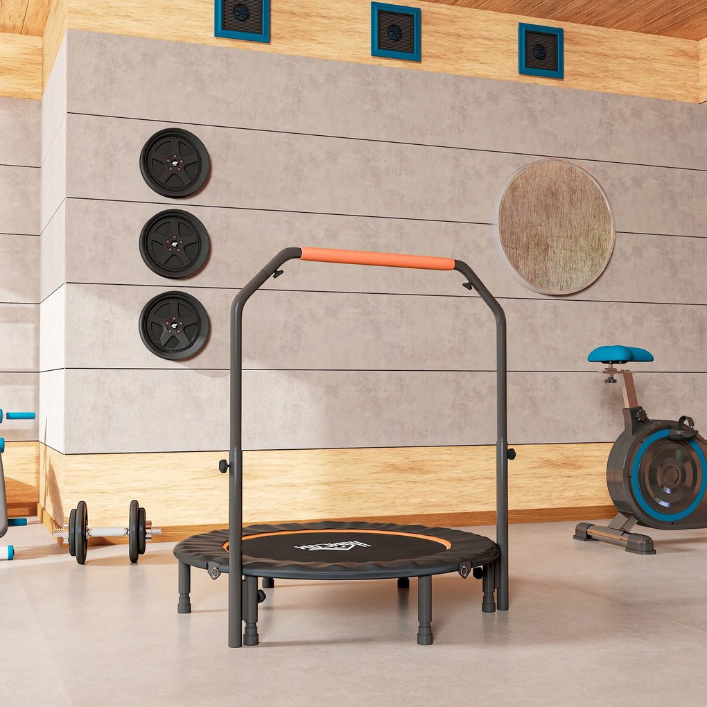 HOMCOM Trampolin Fitness Mini Pliabil de 45", cu Mâner Reglabil cu Spumă, Portocaliu | Aosom Romania