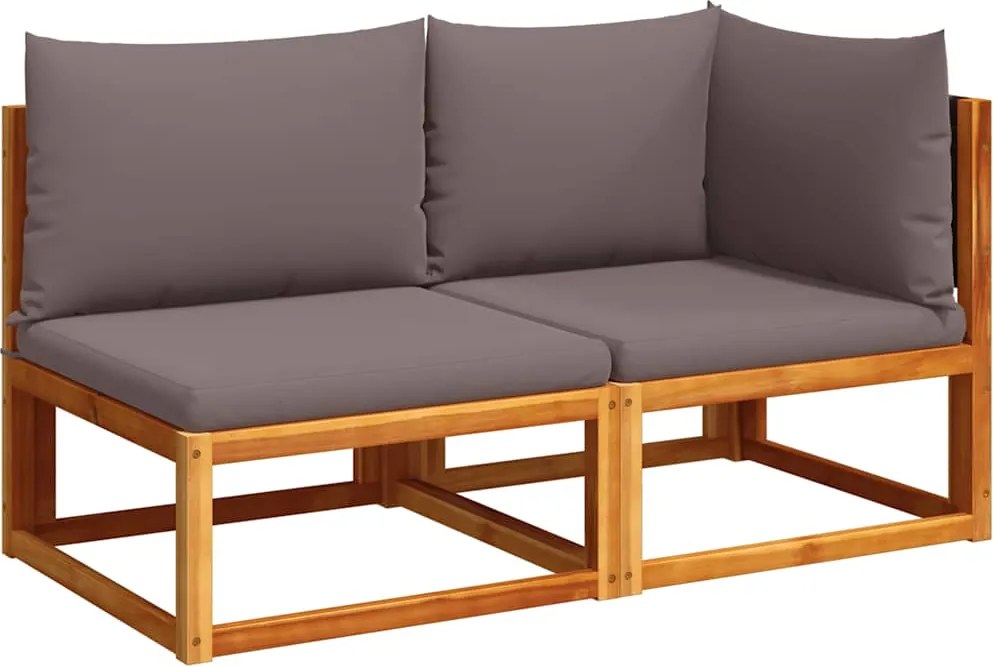 vidaXL Canapea de grădină cu perne, 2 locuri, lemn de salcâm și ratan