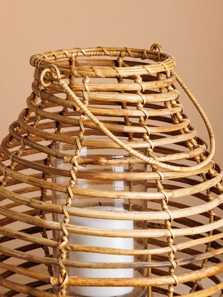 Suport lumanare natur din rattan H32cm Vagabond