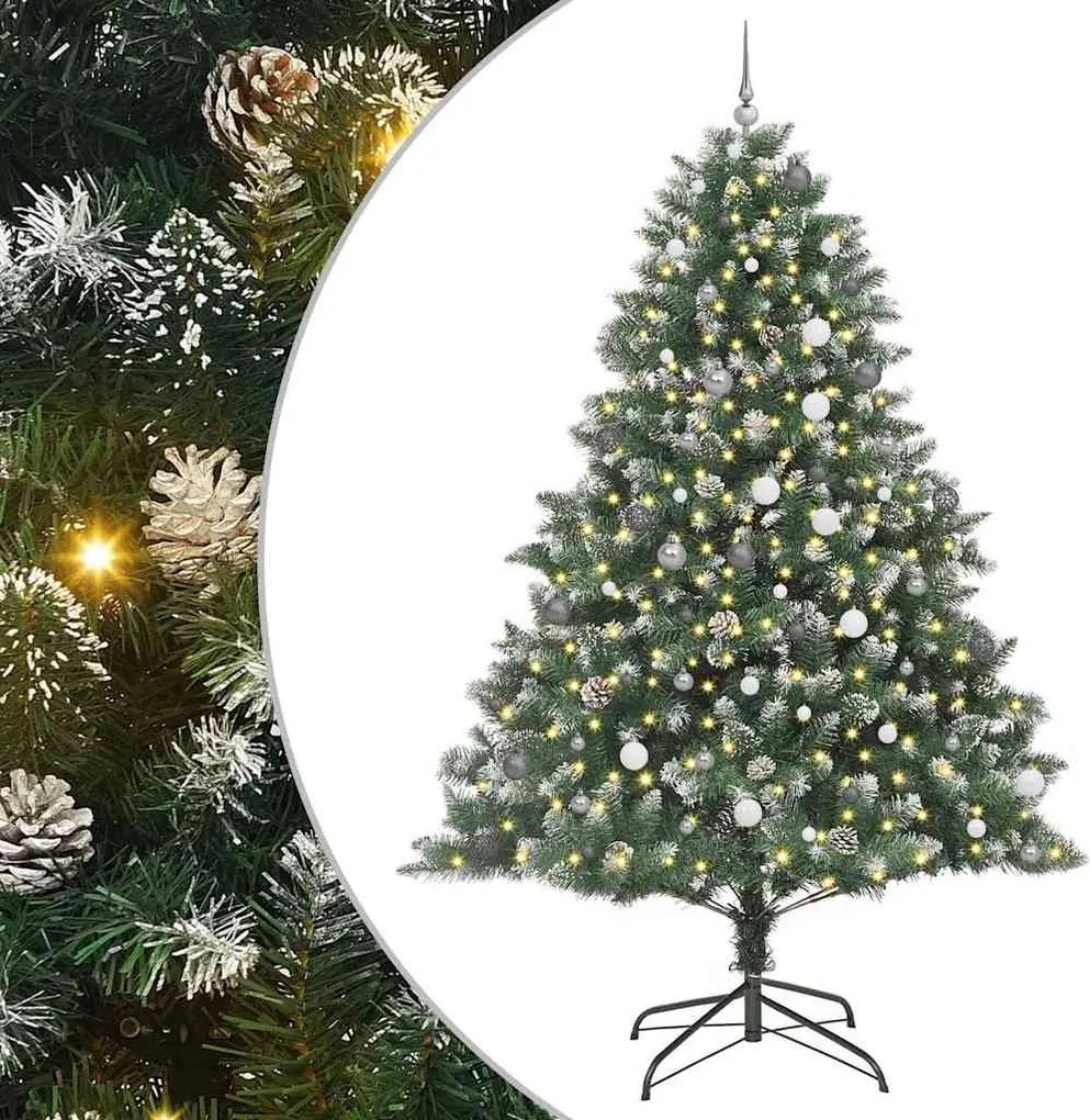 vidaXL Brad de Crăciun artificial Verde 240 cm PVC și Plastic și Oțel