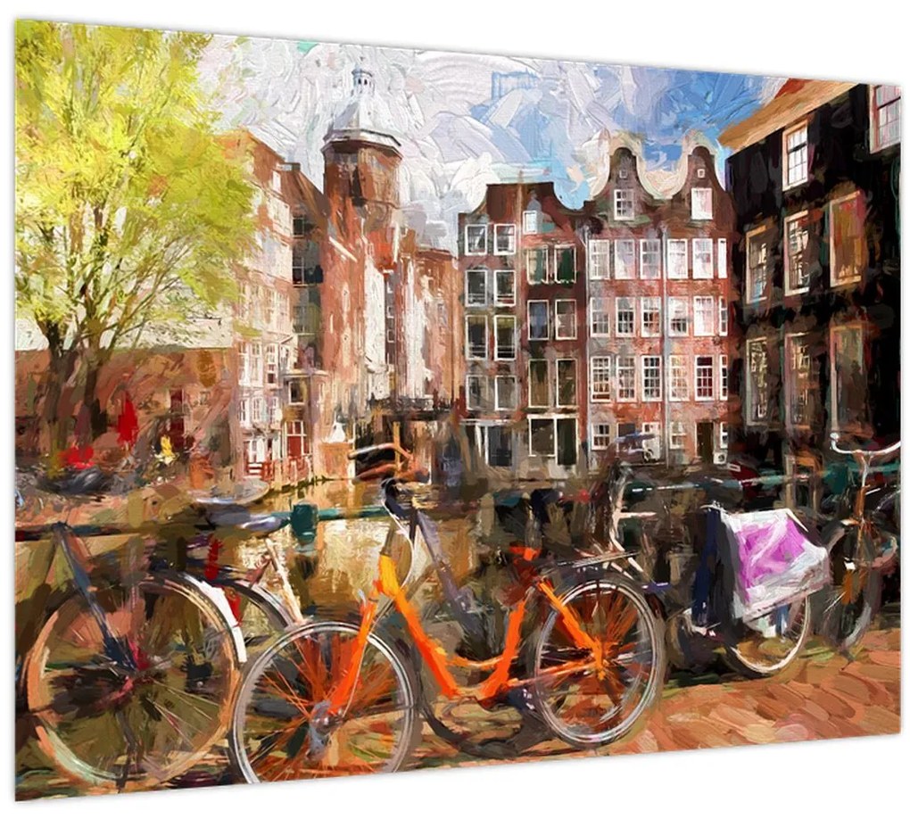 Tablou pe sticlă - Amsterdam, pictură (70x50 cm)