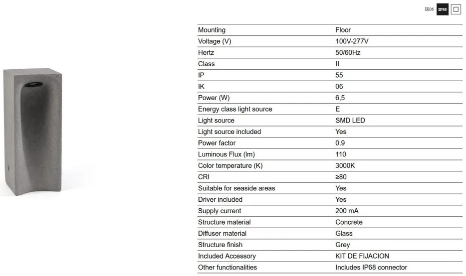 Stalp LED iluminat exterior IP55 GROT 3000K H-40cm gri