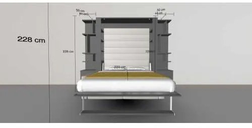 Set pat rabatabil dublu (150X200) cu 2 headboard-uri, 2 biblioteci(50 cm), canapea 2 locuri - Nova Small Bookcases&Royal Sofa Set