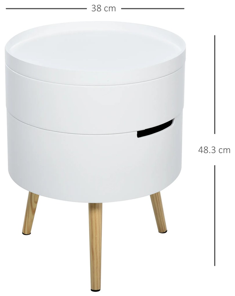 HOMCOM masuta de cafea rotunda, Φ38 x 48,3cm, lemn, alb | Aosom Romania