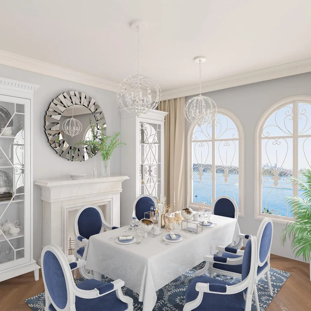 OGG32 - Oglinda ornamentala 80 cm, pentru perete, dormitor, living - Argintie