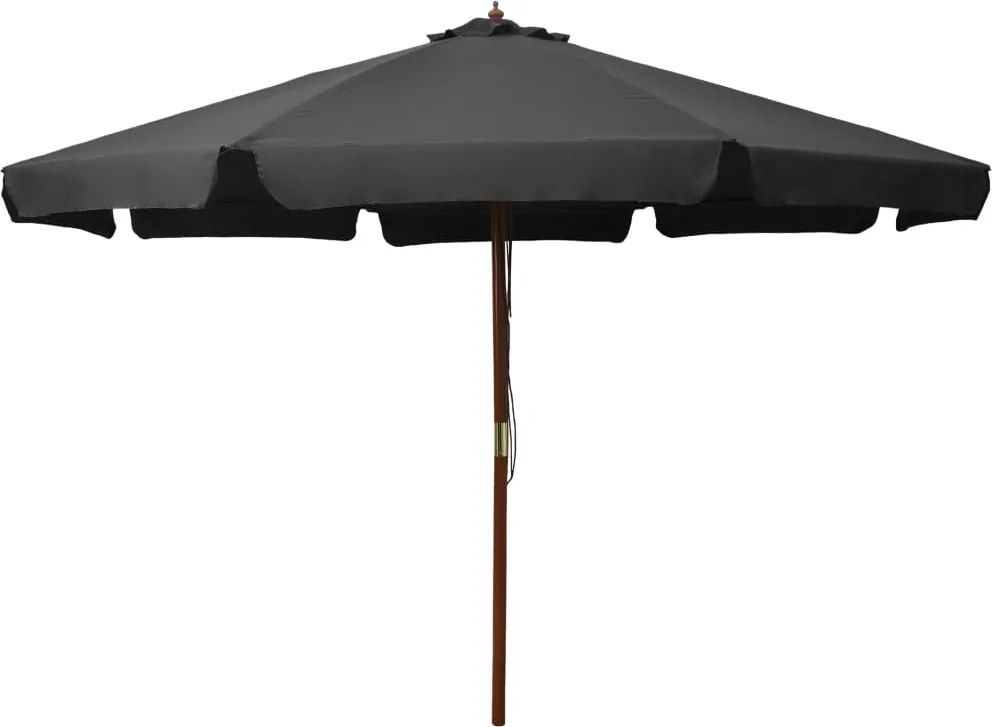 vidaXL Umbrelă de soare de exterior, stâlp din lemn, antracit, 330 cm