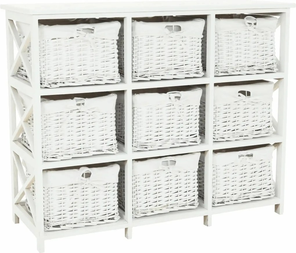Organizator RAFAELLO 9, alb, material textil/lemn, 94x37x76 cm