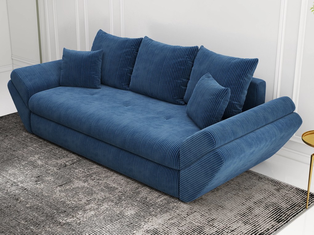 Canapea extensibilă dumonde cu ladă de depozitare si sezut confortabil din spuma high-density, Loana Zoom Blue 250x100 cm