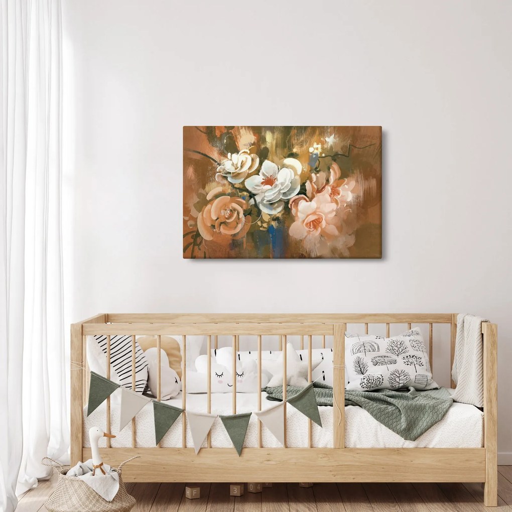 Tablou -Buchet de flori pictat (90x60 cm)