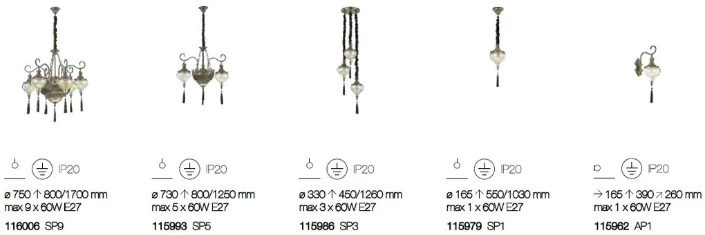 Candelabru LUX design clasic cu 6 brate, din alama finisaj antichizat, HAREM SP9 116006