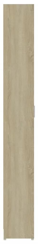 Sifonier de hol, alb si stejar sonoma, 55x25x189 cm, PAL alb si stejar sonoma, 1