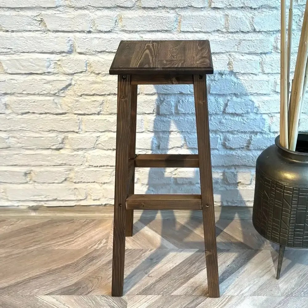 Scaun bar Vinita din lemn, culoare nuc, 80 cm