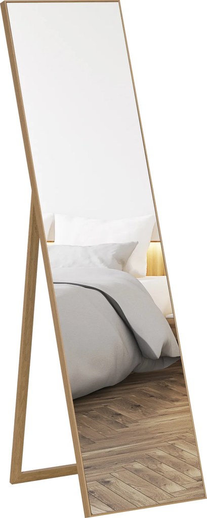 HOMCOM Oglindă pentru întregul corp cu suport, independentă, 40 cm x 150 cm, natural | Aosom Romania