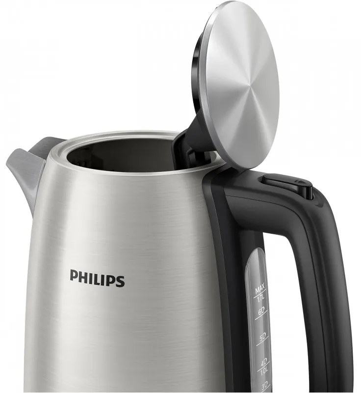 Cana electrica Philips Viva Collection HD9351 / 90, 2200W, 1.7 L, Metal, Oprire automata, Gri/Negru