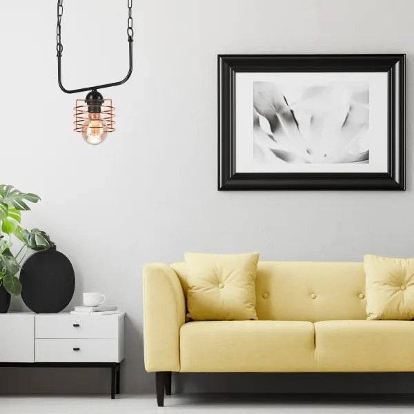 Lustră pe lanț MORGAN 1xE27/60W/230V neagră/cupru