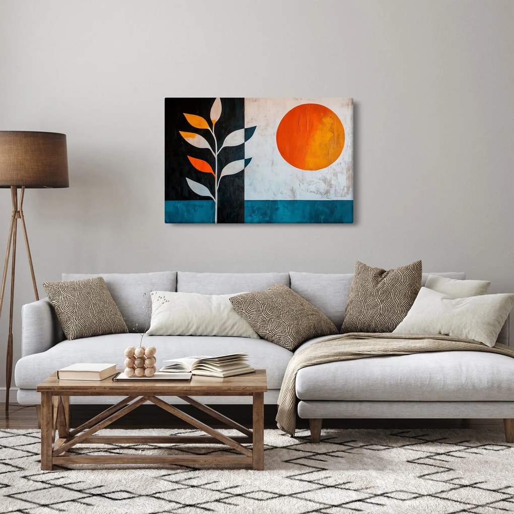 Tablou - Abstracție cu plantă și soare (90x60 cm)