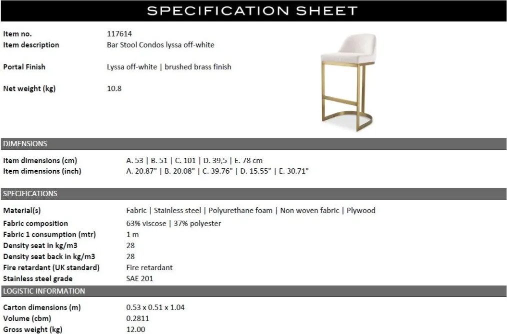 Scaun de bar design LUX, Bar Stool Condos alb