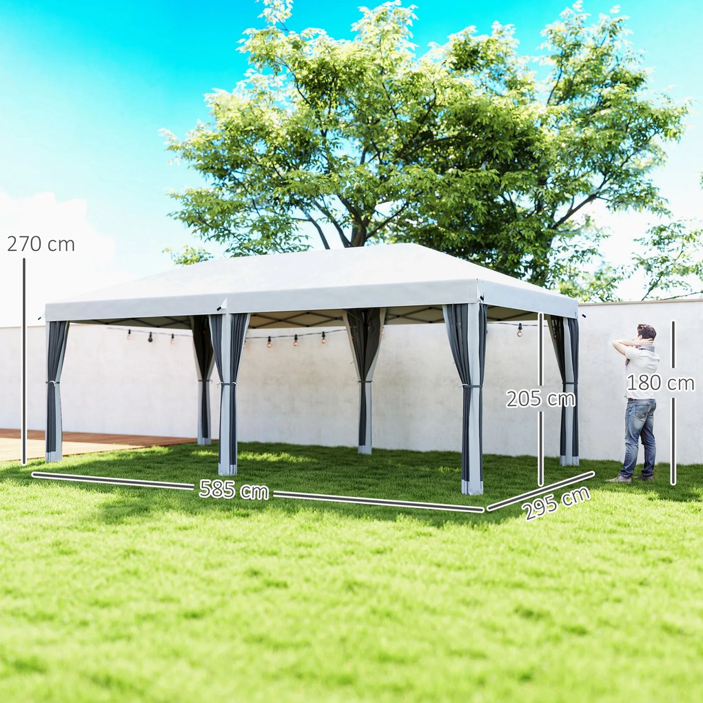 Outsunny Foisor de gradina cu plasa de tantari, alb, 3x6m | Aosom Romania