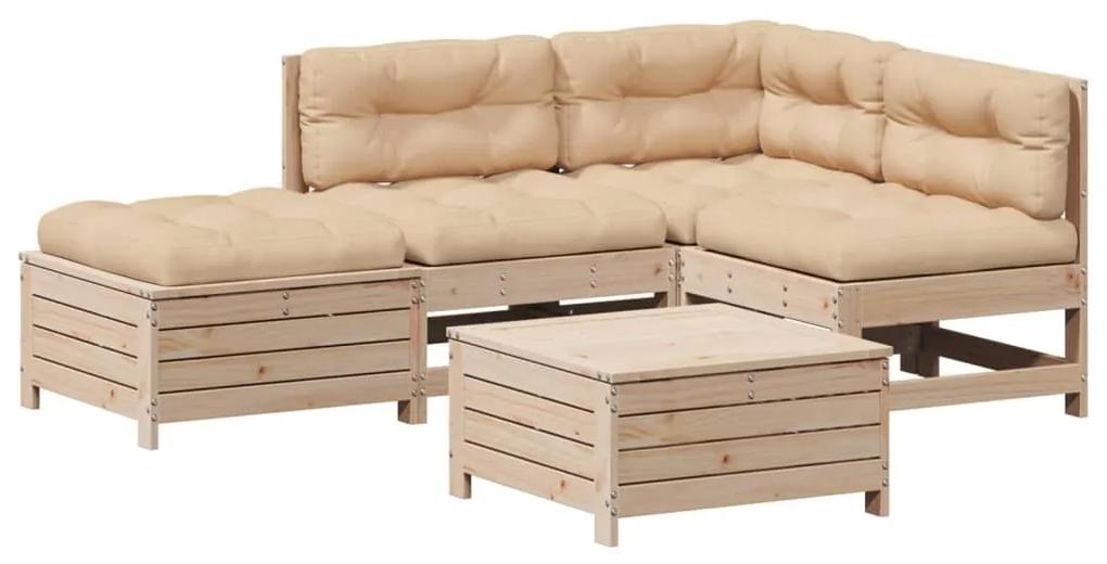3250700 vidaXL Set mobilier de grădină cu perne, 5 piese, lemn masiv de pin
