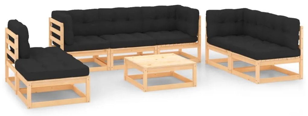 vidaXL Set mobilier de grădină din 8 piese, lemn masiv de pin