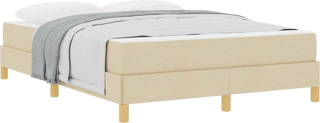 vidaXL Pat cu arcuri cu saltea Crem 140 x 190 cm țesătură