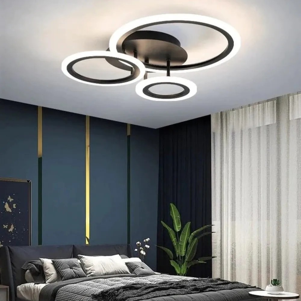 Lustra LED Cu Telecomanda, Elit's EsnK001-3r, 76w Negru