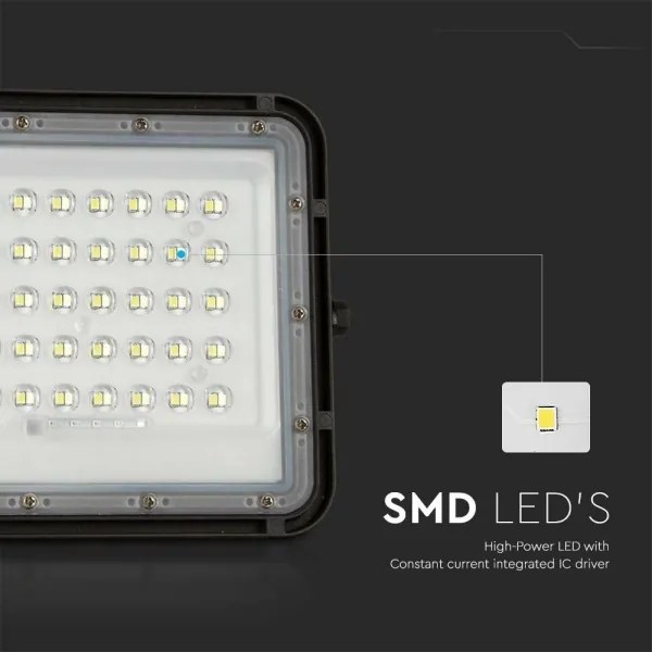 Proiector LED solar de exterior LED/10W/3,2V IP65 4000K negru + telecomandă