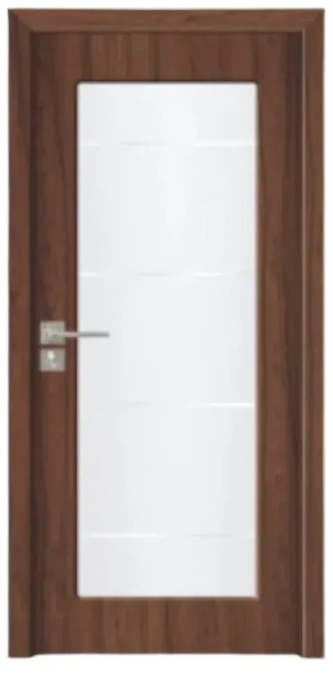 Usa Interior din MDF Novo Doors ND110-1, Cadru din Lemn Masiv, Geam Sablat, KIT COMPLET, Toc , Manere si balamale incluse (Culoare: Gri, Dimensiune: