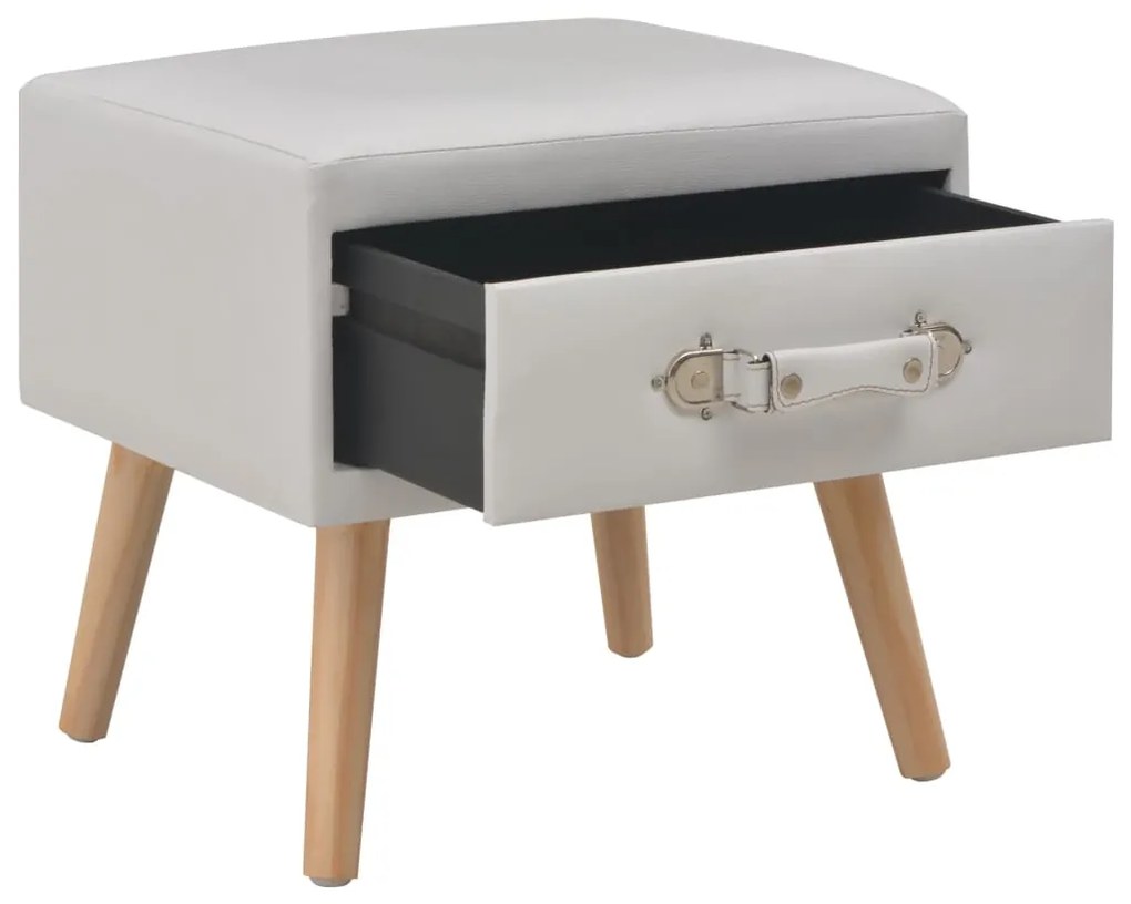 247536 vidaXL Noptieră, alb, 40 x 35 x 40 cm, piele ecologică