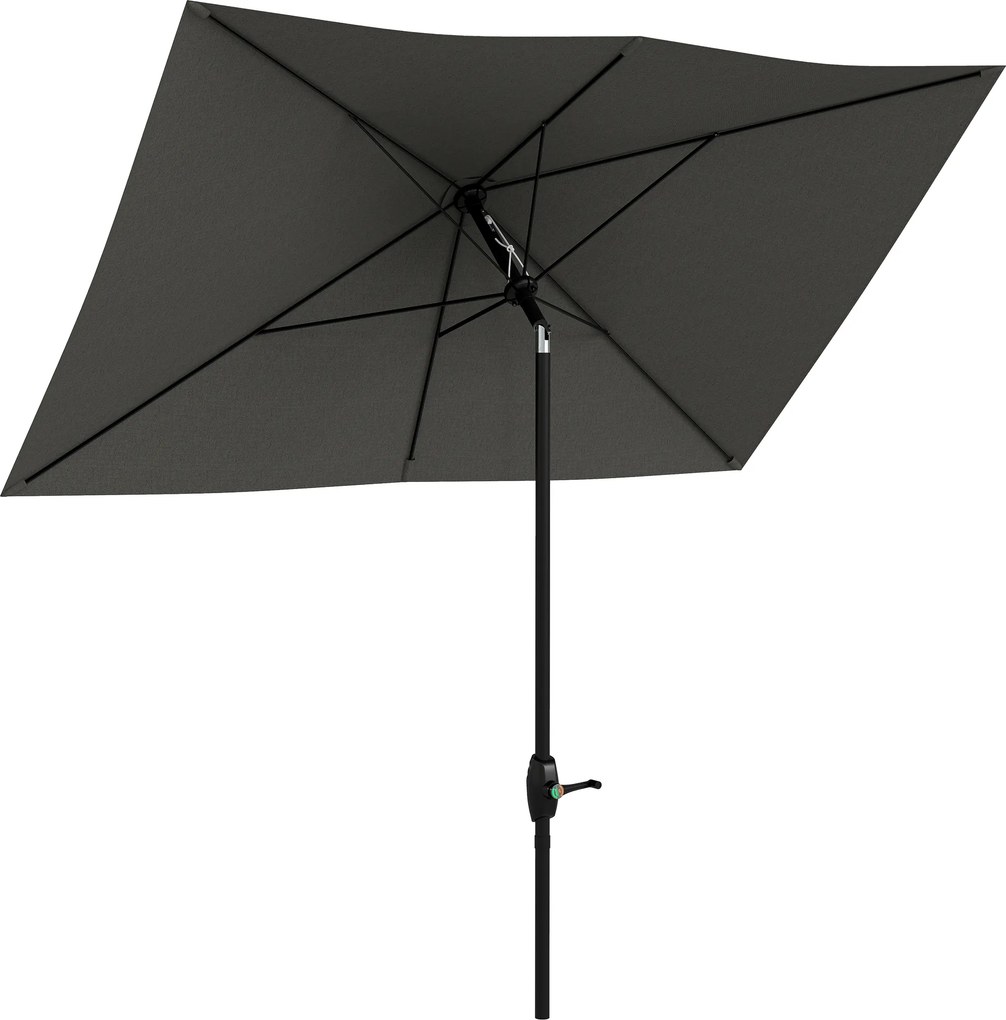 Outsunny Umbrelă de Soare Dreptunghiulară, Umbrelă pentru terasă cu înclinare și deschidere cu manivelă, 300x200x248 cm, Gri | Aosom Romania