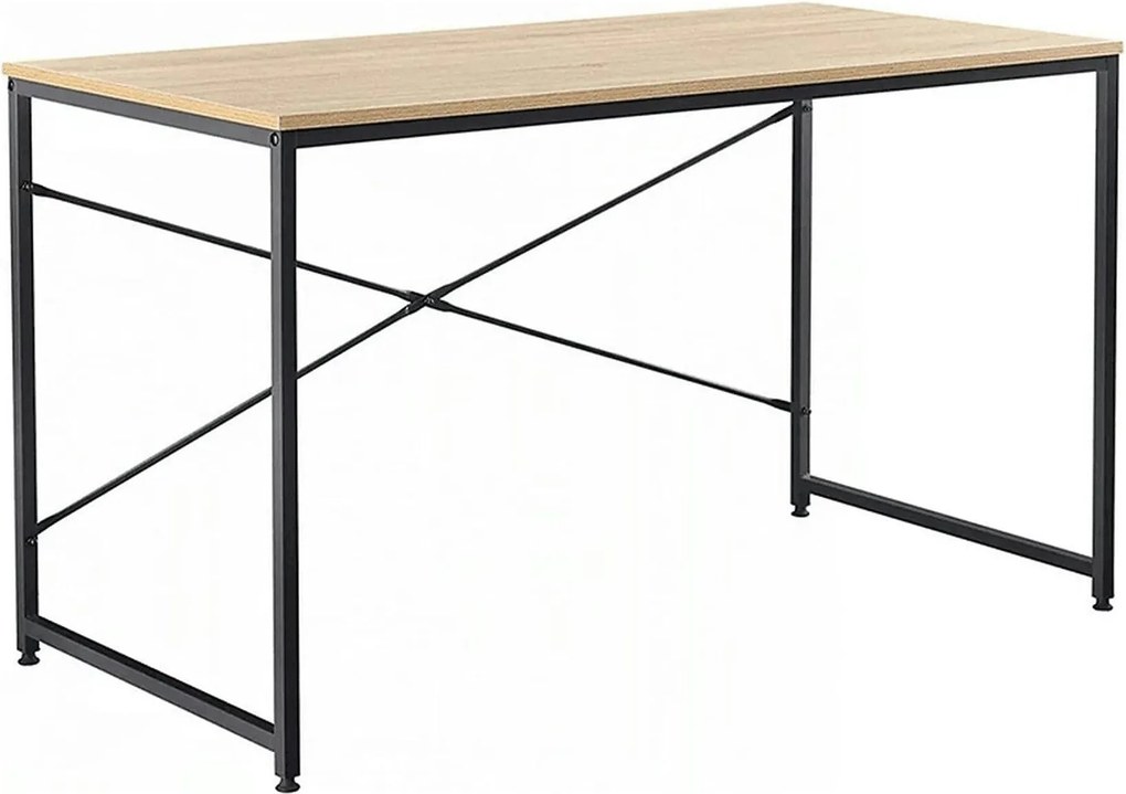 Masa birou MELLORA, stejar/negru, DTD laminat/metal, 90x60x72 cm
