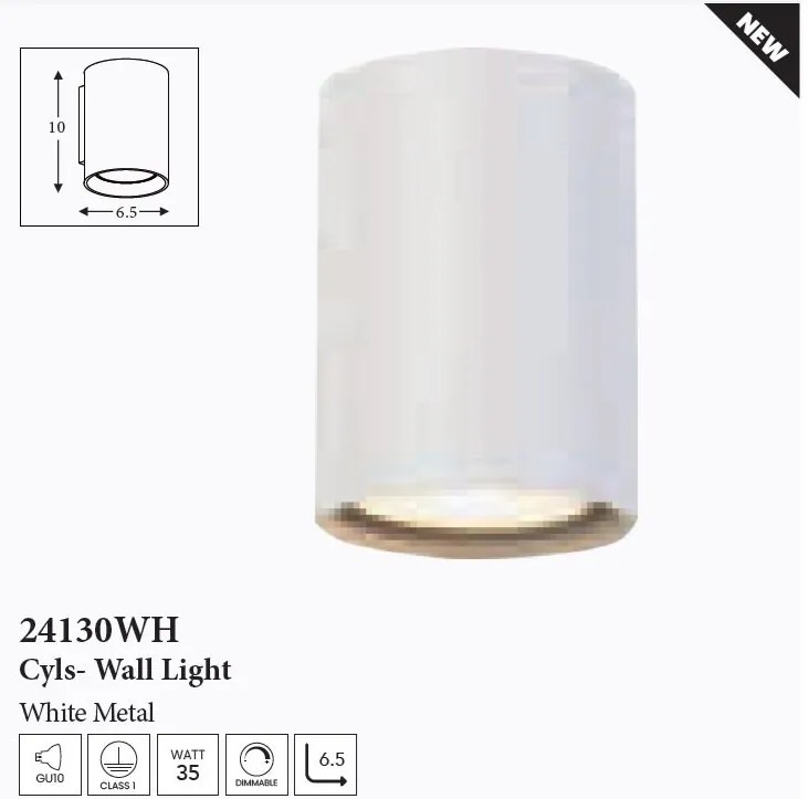 Aplica iluminat ambiental metal alb Cyls