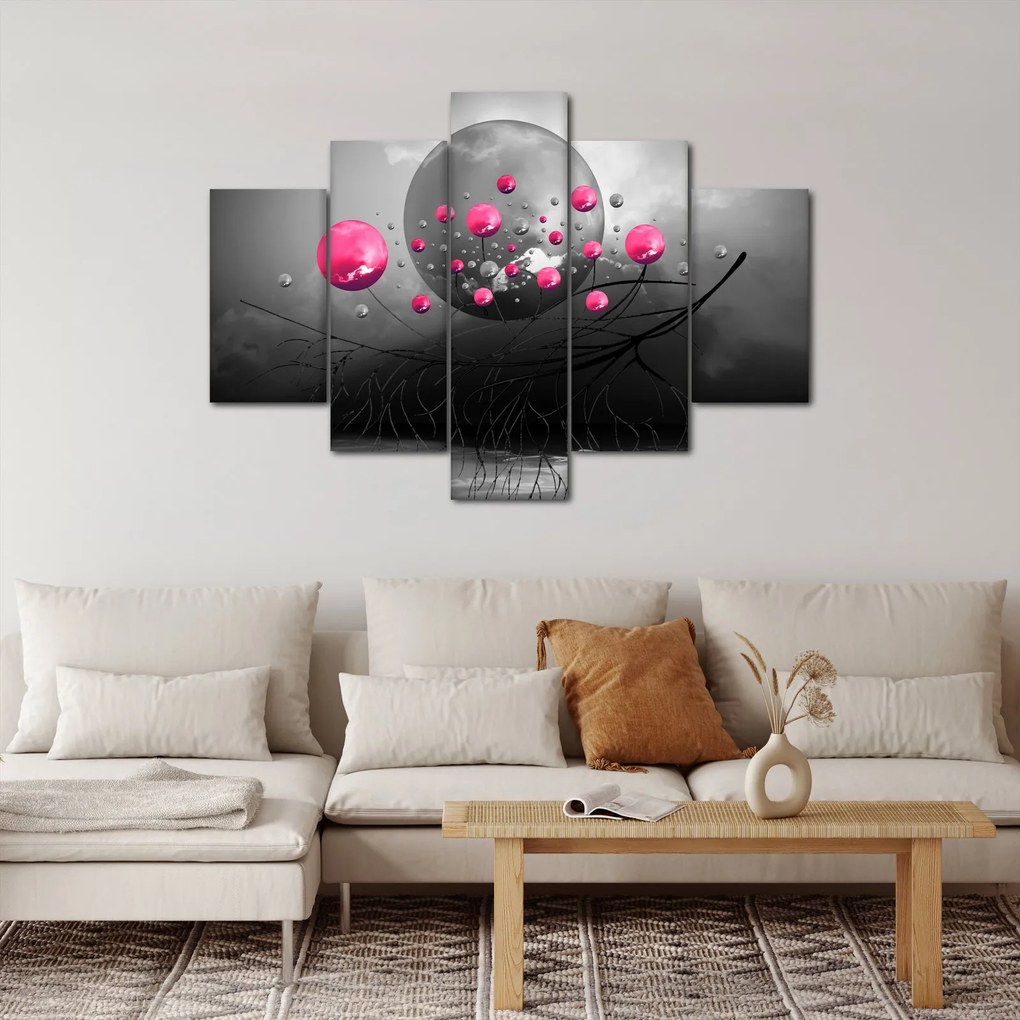 Tabloul cu bile abstracte roz (150x105 cm)