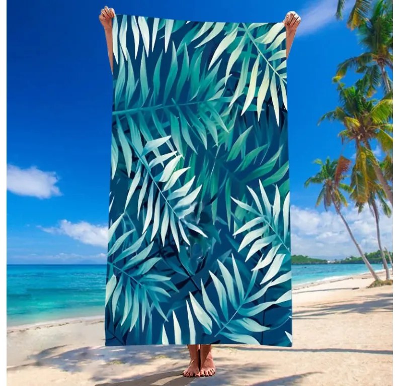 Set de plaja BORNEO – prosop 100×180 cm si poncho 80×145 cm, albastru inchis