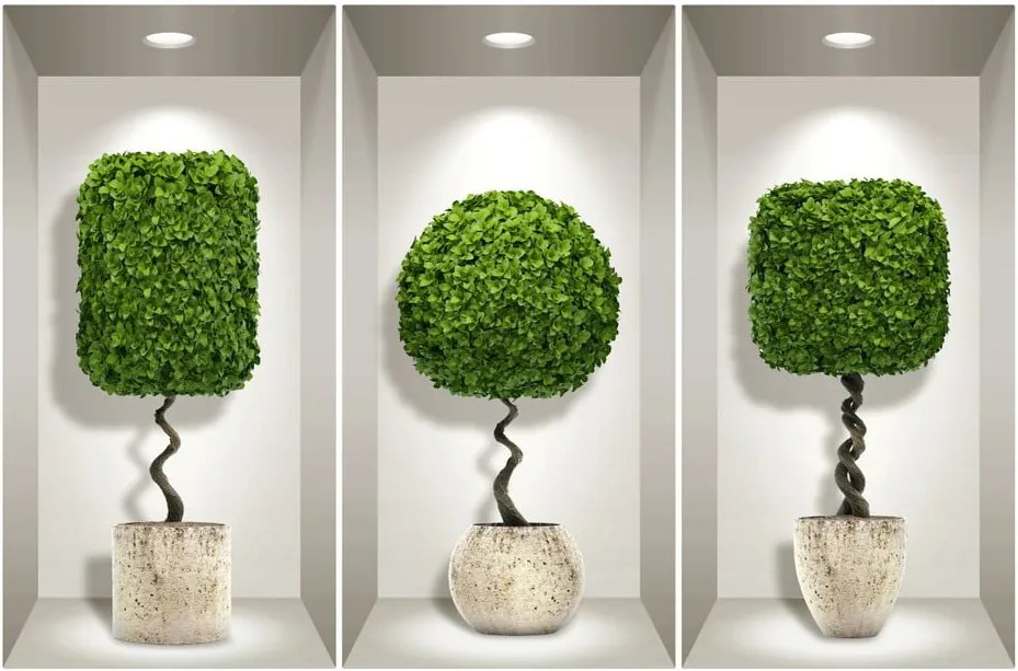 Set 3 autocolante 3D pentru perete Ambiance Plants Ball