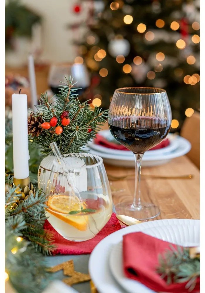 Suporturi pahare din in roșu 4 buc. – Linen Tales