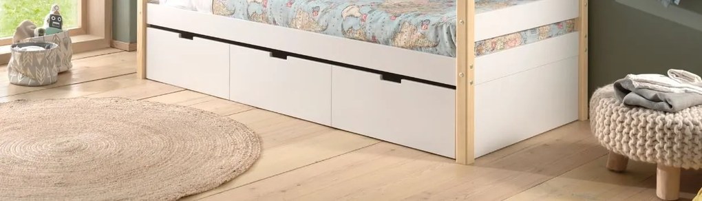 Set MARGRIT format dintr-un Pat copii cabină (90 x 200 cm) și un sertar de Pat copii.