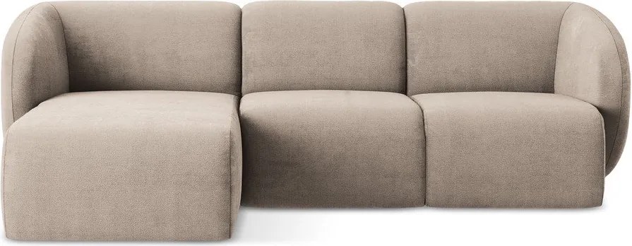 Colțar maro deschis cu tapițerie din chenille (cu colț pe partea stângă/cu șezlong) Lani – Makamii