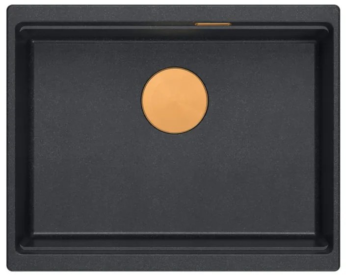 Chiuveta din granit Logan 100 negru metalic ventil cupru