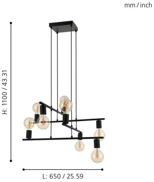 Eglo 98909 - Lustră pe cablu MEZZANA 8xE27/40W/230V
