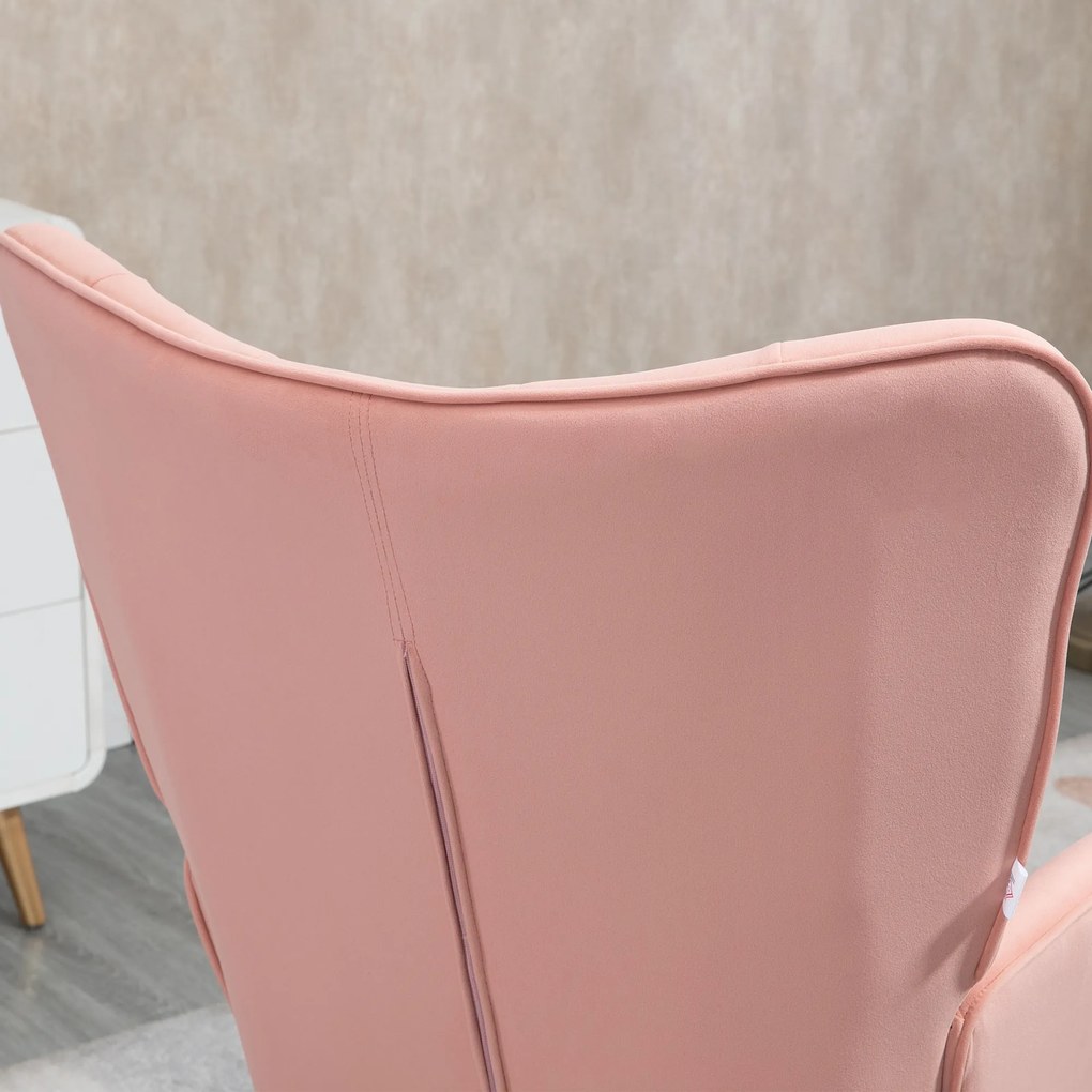 HOMCOM Fotoliu de Living Fotoliu Individual Tapitat in Catifea cu Spatar Inalt Stil Modern 68x72x103 cm Rosa | Aosom Romania