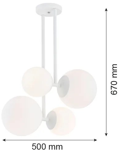 Lustră pe tijă ASPEN 4xE27/15W/230V albă Argon 1644