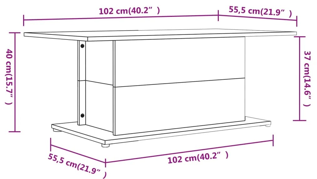 Masuta de cafea, stejar sonoma, 102x55,5x40 cm, PAL 1, Stejar sonoma