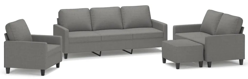 3153698 vidaXL Set de canapele cu perne, 4 piese, gri închis, textil