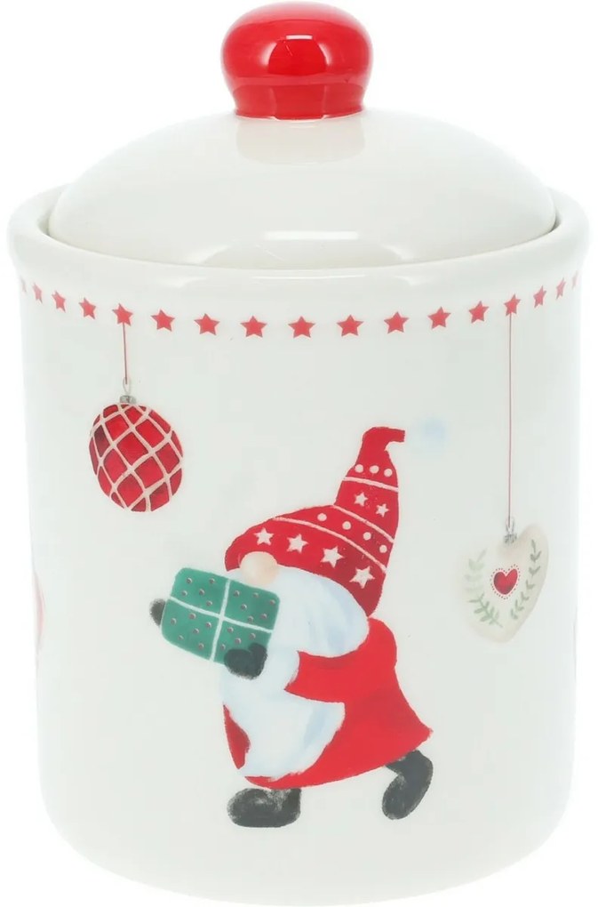 Doză ceramică cu capac Spiriduș de Crăciun