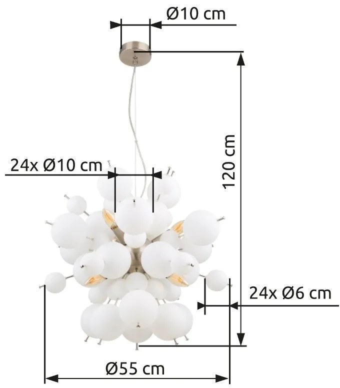 Lustra suspendata design modern UDO 6L nickel/alb