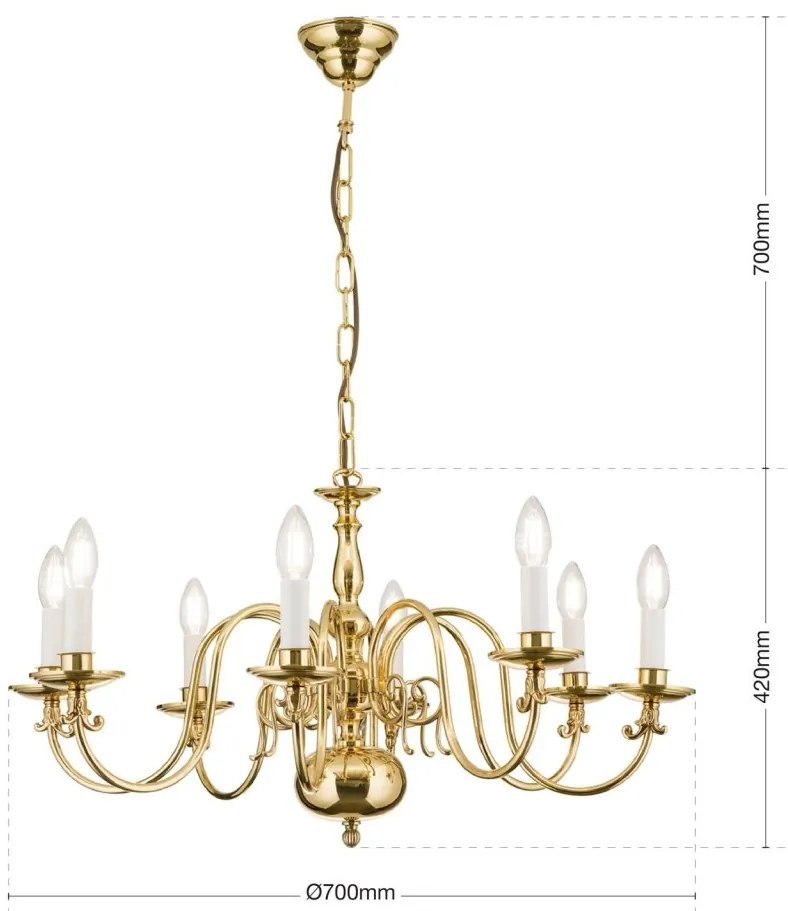Candelabru 8 brate design clasic FLAMISCH, alama lucioasa