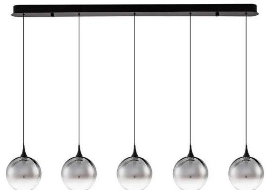 Lustra moderna cu 5 pendule LED, Metal, Sticla, Fumuriu, ORENDA
