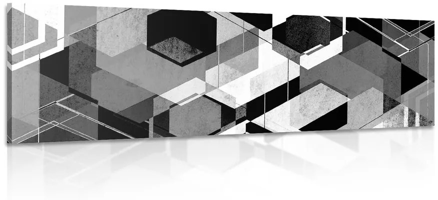 Tablou geometrie abstractă în design alb-negru
