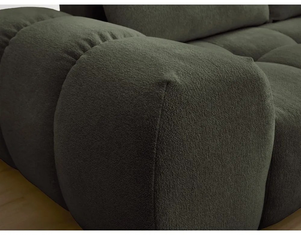 Colțar verde extensibil/cu spațiu de depozitare cu tapițerie din chenille (cu colț pe partea dreaptă/în formă de ”L”) Everest – Bobochic Paris